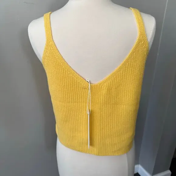 One Grey Day Orson Knit Crop Tank Cotton Silk Blend Sunbeam Butter Yellow Sz Med - Picture 5 of 14